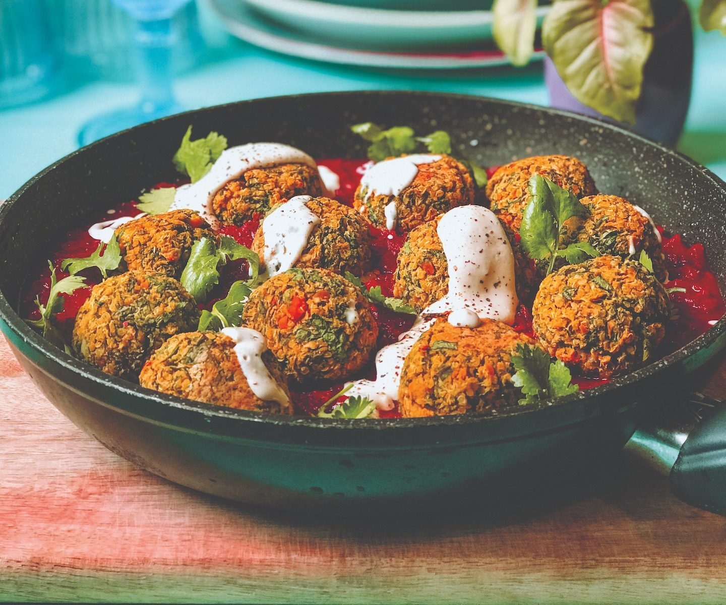Baked chickpea balls in tomato sauce | Nourish plant-based living