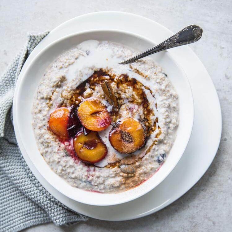 Quinoa porridge with stewed plums