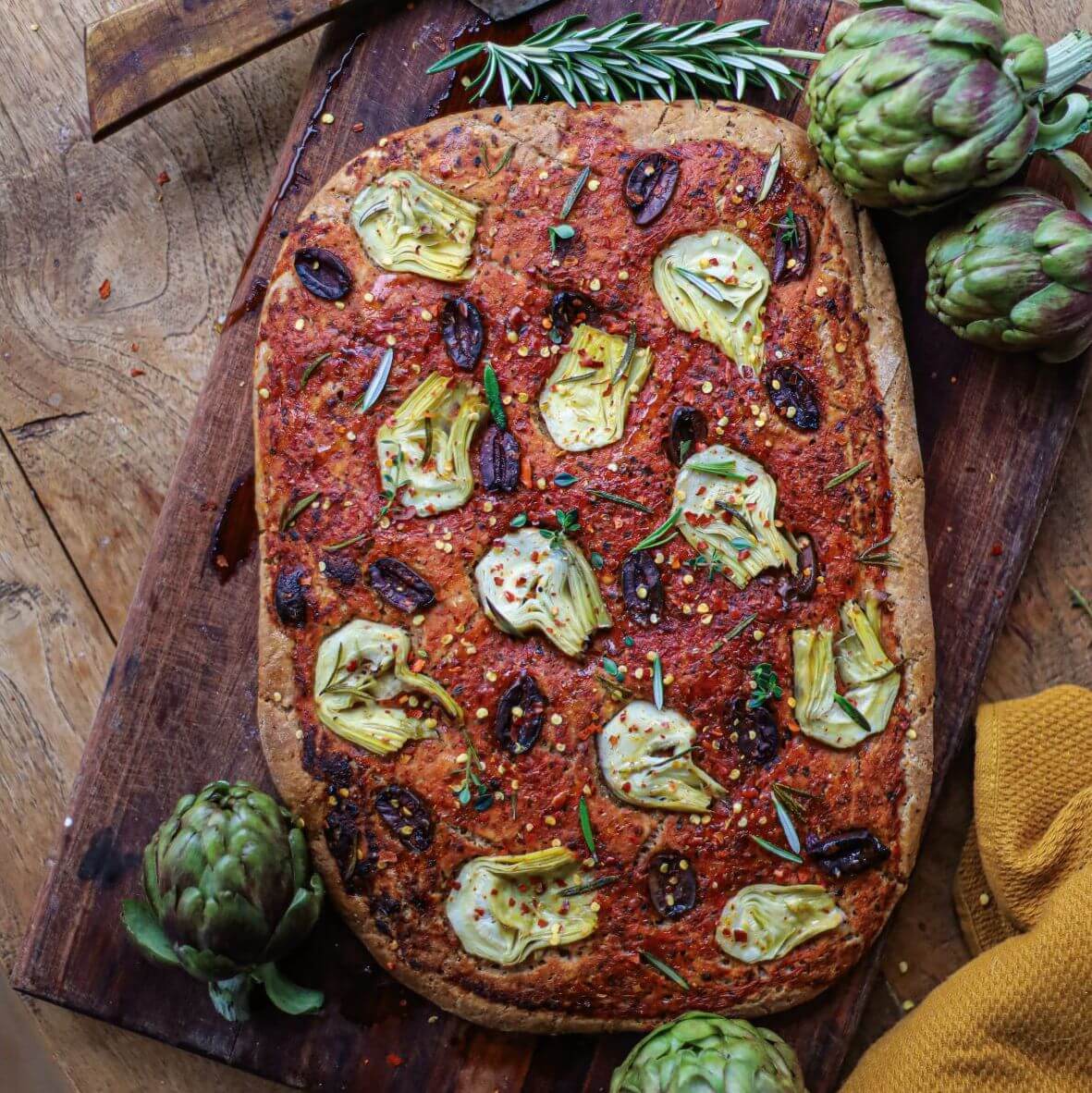 Artichoke pizza focaccia