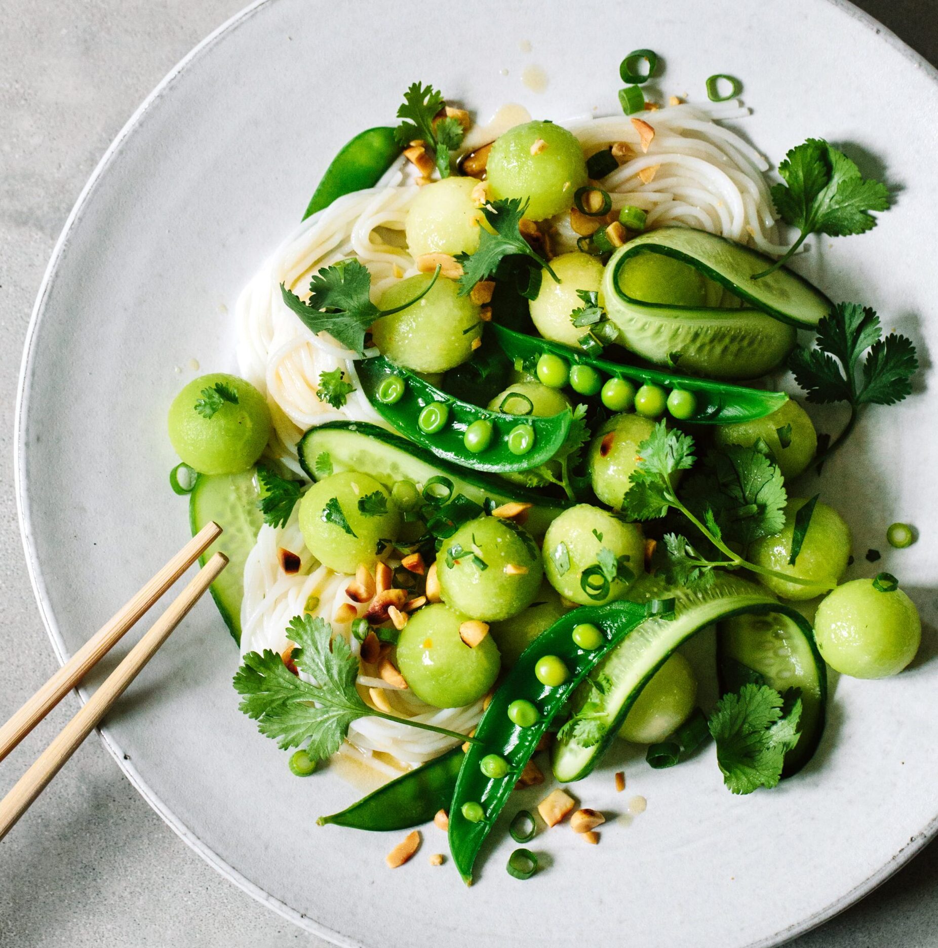 Image of melon rice noodle salad