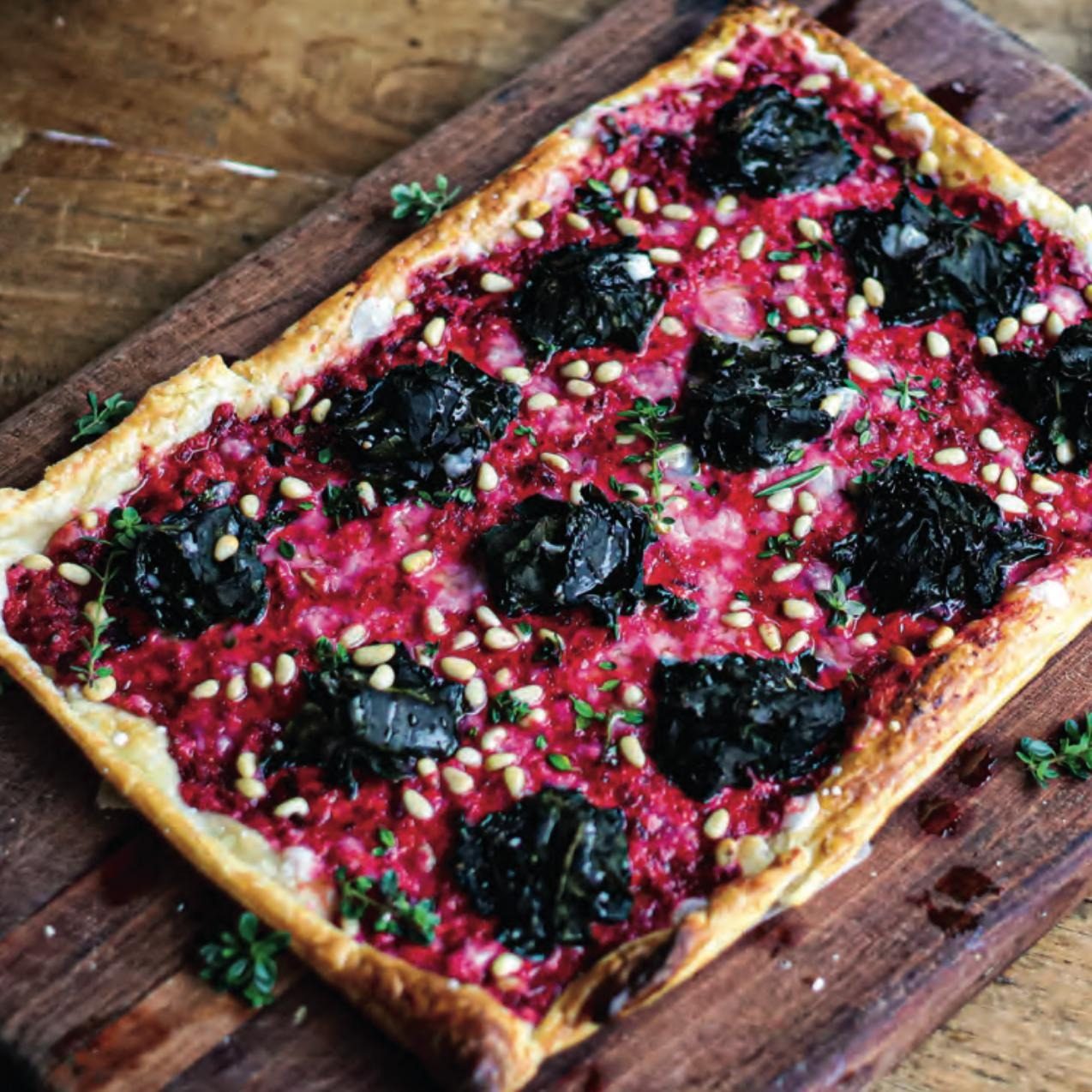 Beetroot galette with greens