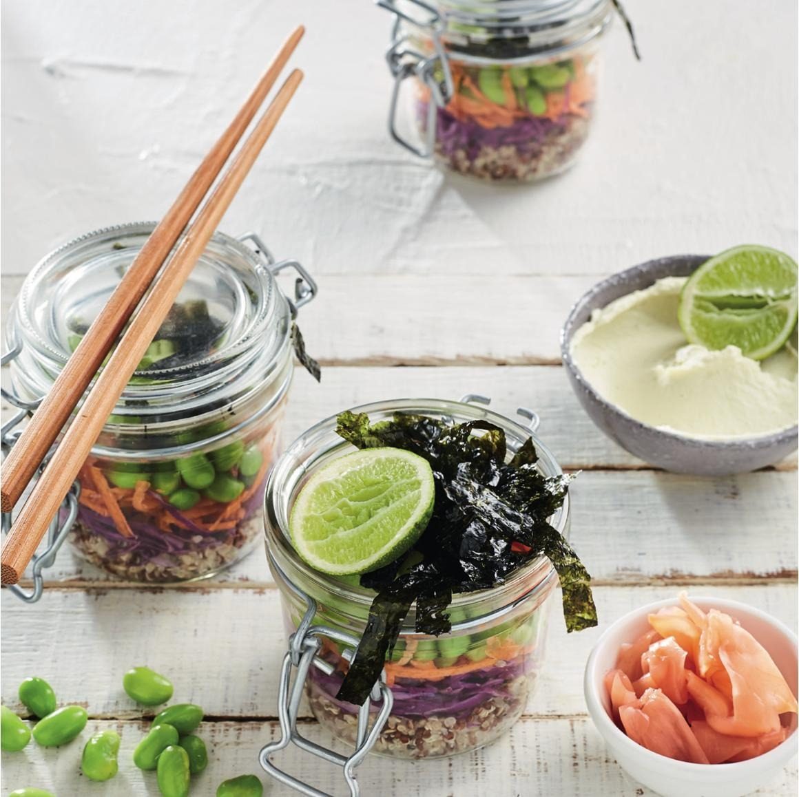 ‘Sushi’ jars with cashew wasabi cream