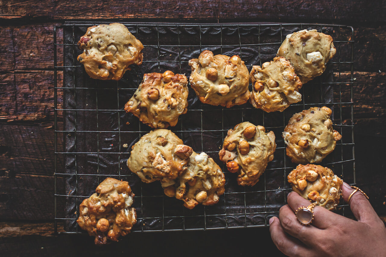 White chocolate and hazelnut cookies | Nourish plant-based living