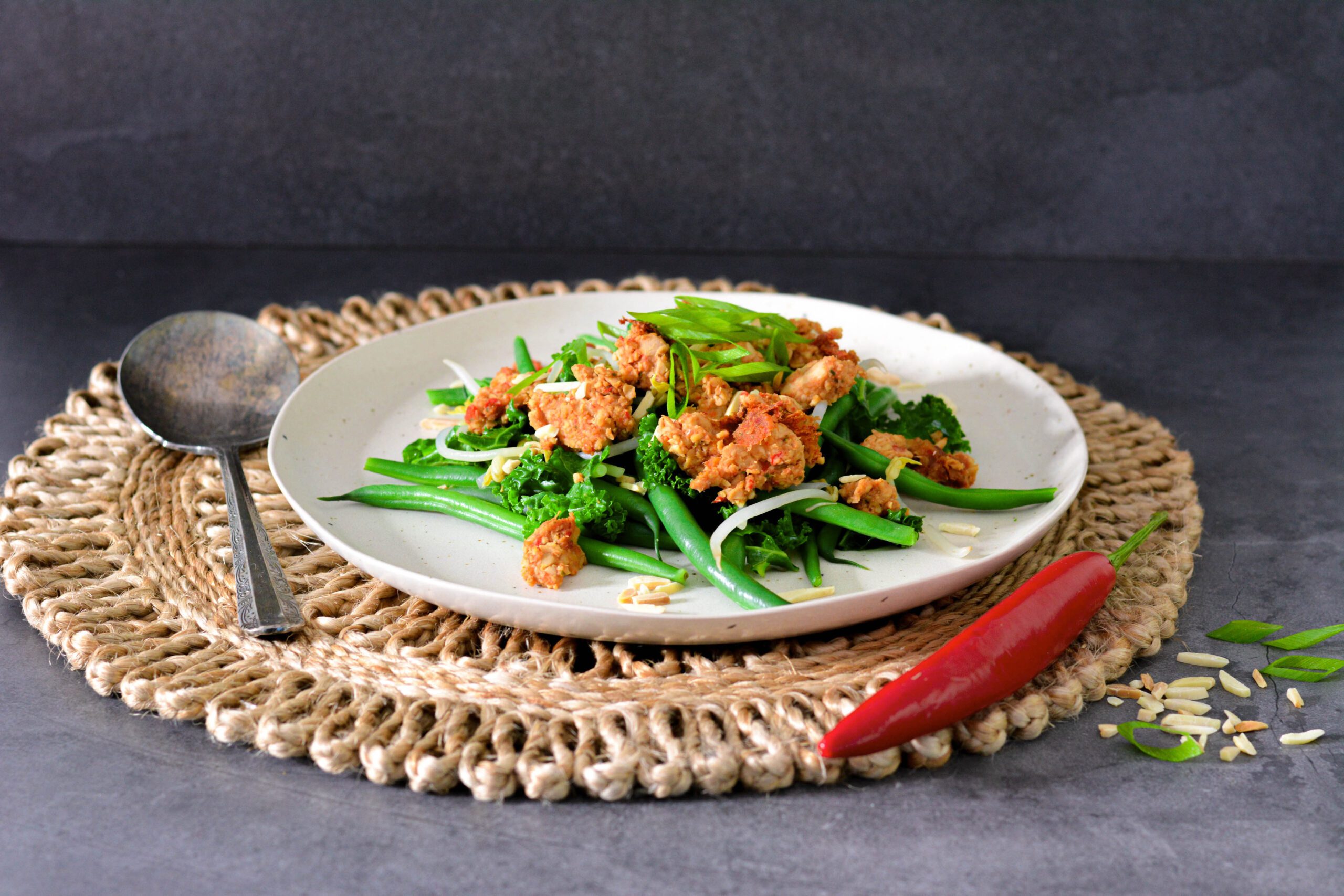 Indonesian salad with spiced tempeh topping | Nourish plant-based living