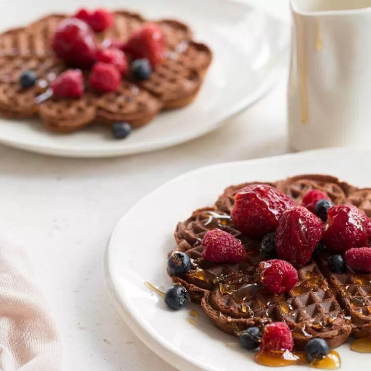 Vegan chocolate gingerbread waffles