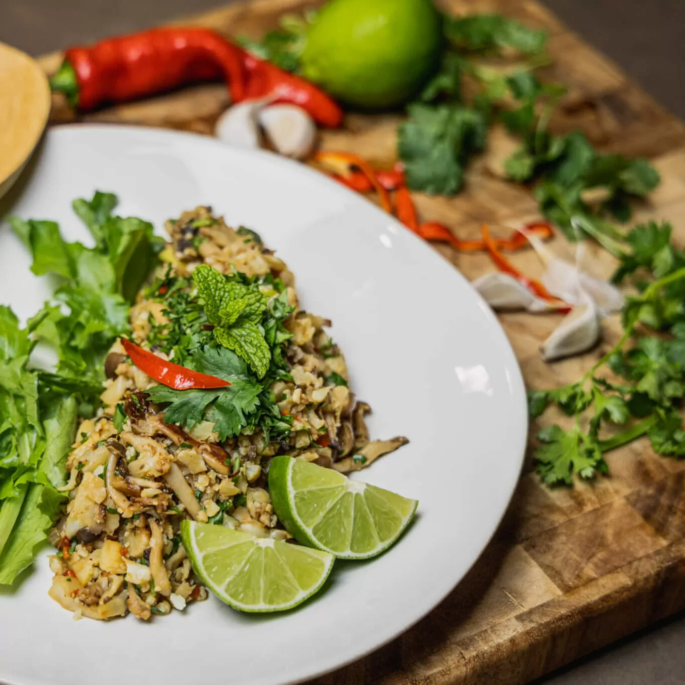 Larb lettuce wraps - by Andrew Real , Sierra Barsten