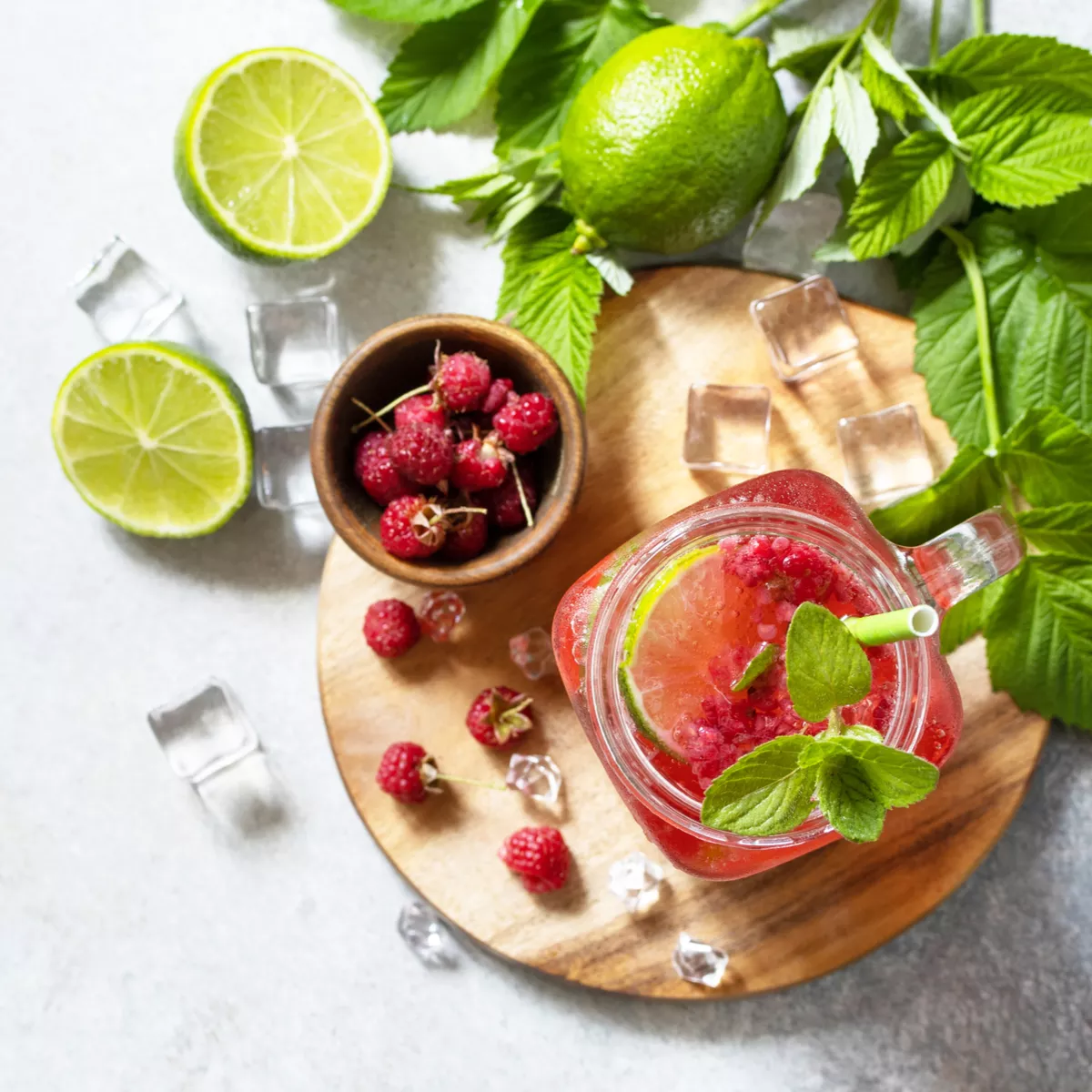 Raspberry lemonade mocktail