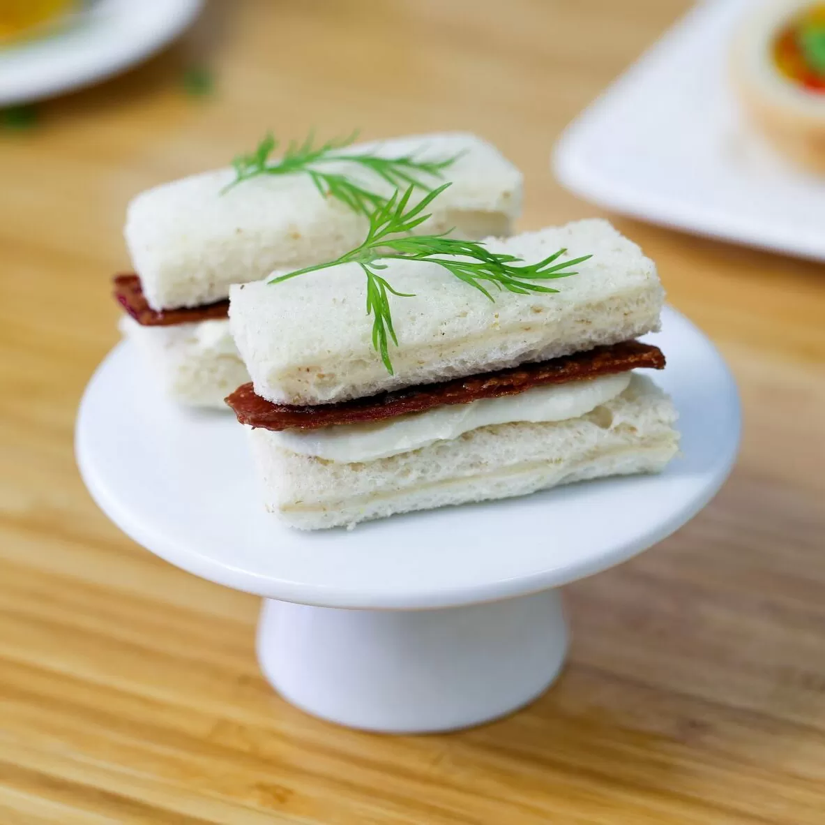 Vegan bacon and cream cheese sandwiches by Sara Kidd