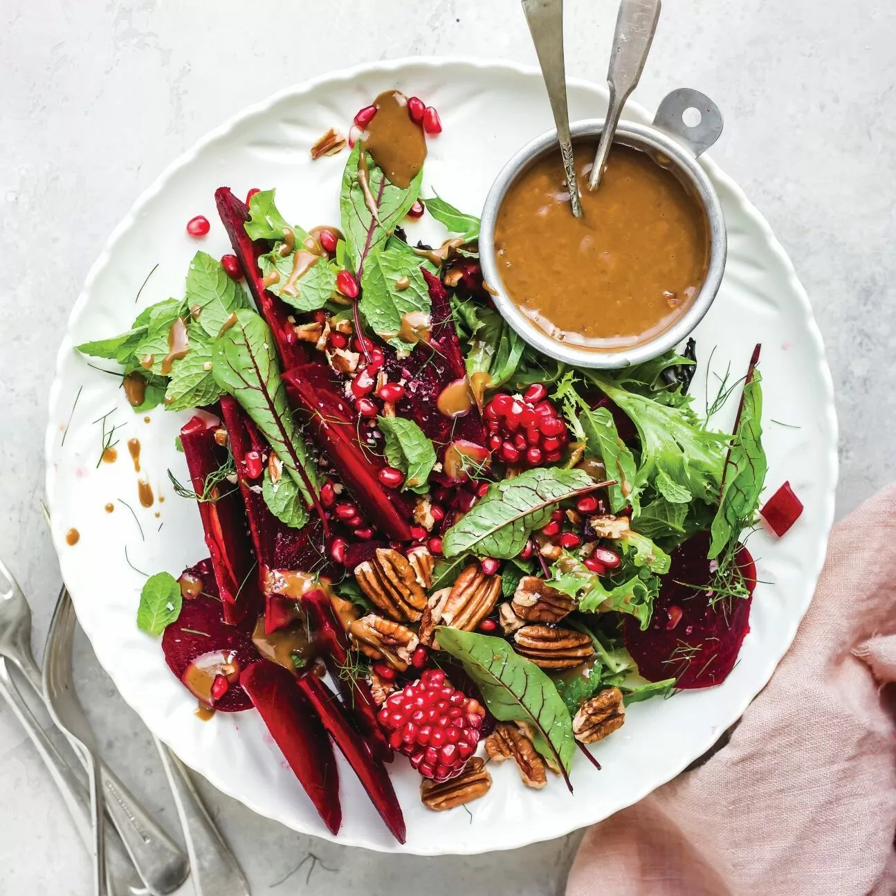 Beetroot, mint and pomegranate salad