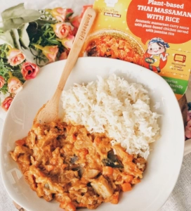 Pam Pam Buns plant-based Thai Massaman curry and rice