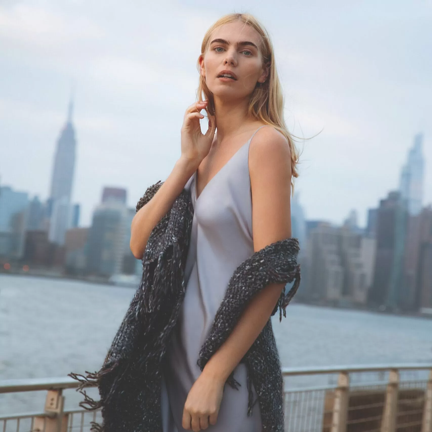 Neu Nomads, Bias Cut Slip Dress in Silver, from $227