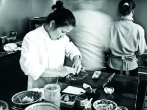 Chef preparing food at Split Apple Retreat