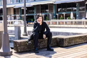 Shannon Martinez outside Alibi at Finger Wharf, Woolloomooloo
