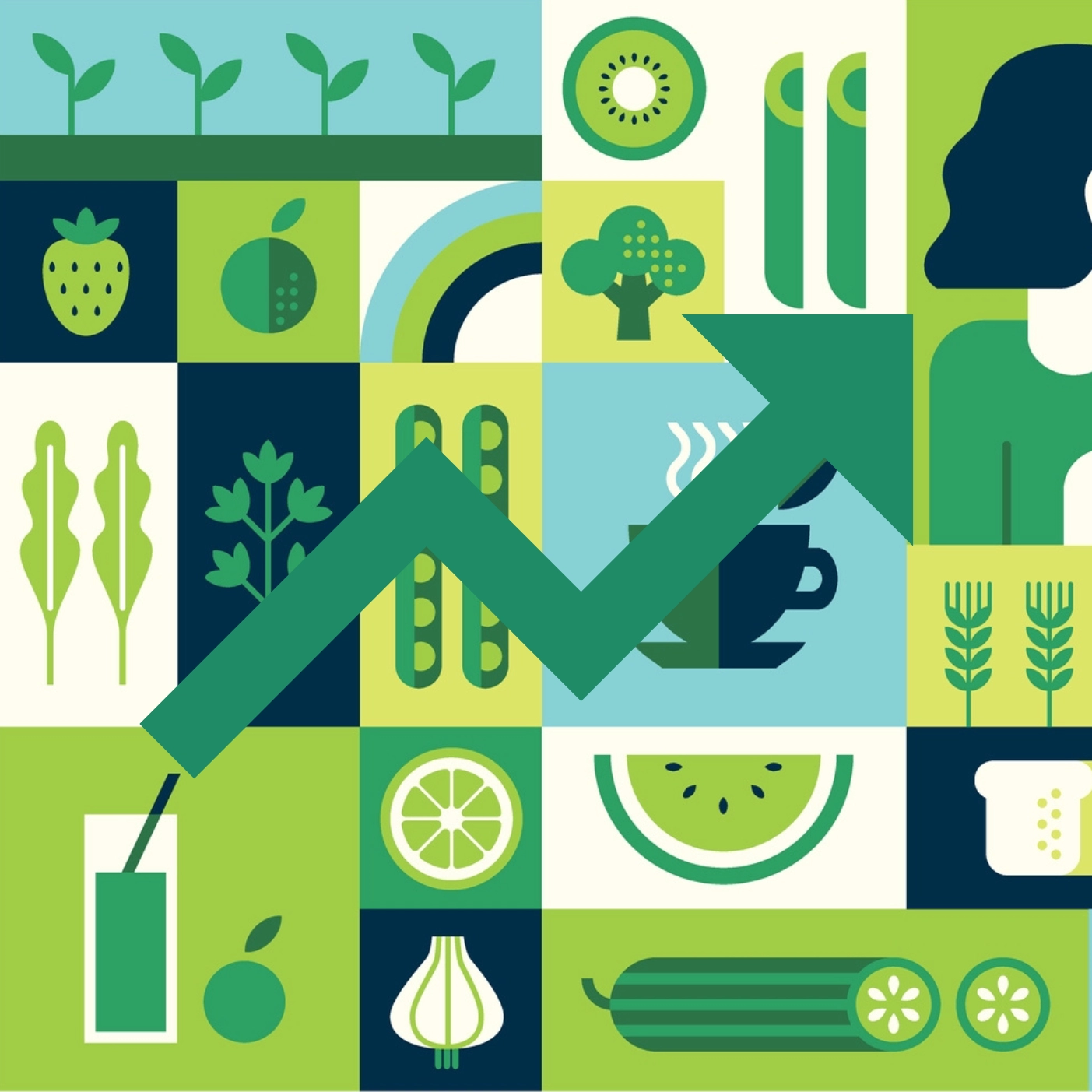Image depicting plant-based foods on an upward trajectory