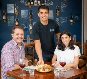 Researchers Dr Stephen Harrington and Dr Carla Riverola with chef Vincent Estacio at NAIM - photographer Xavier Montaner, Photogenia
