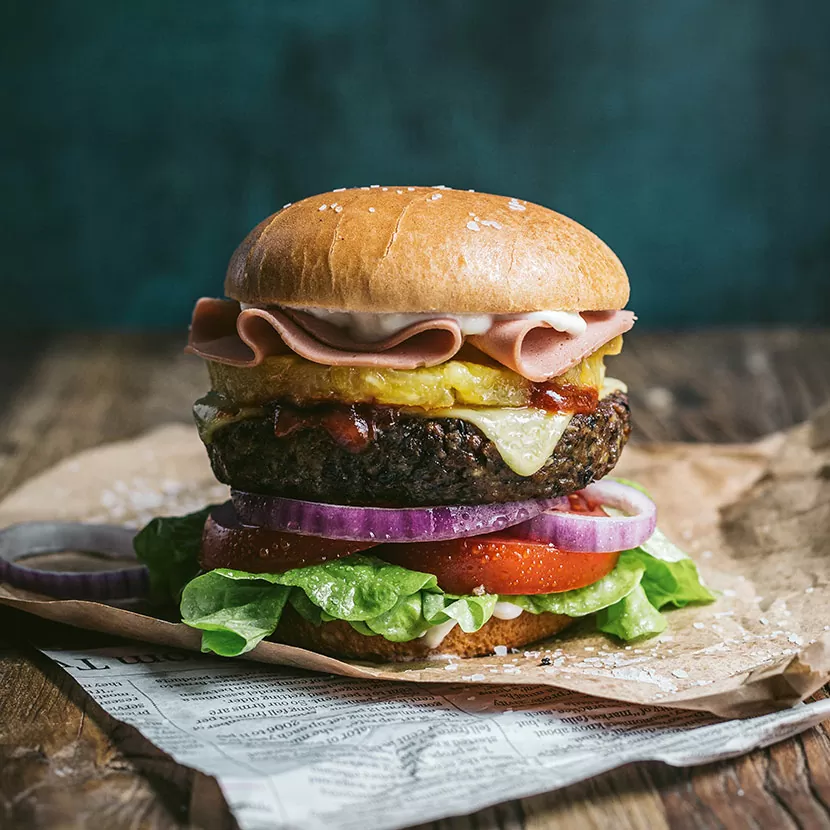 Vegan burger with the lot